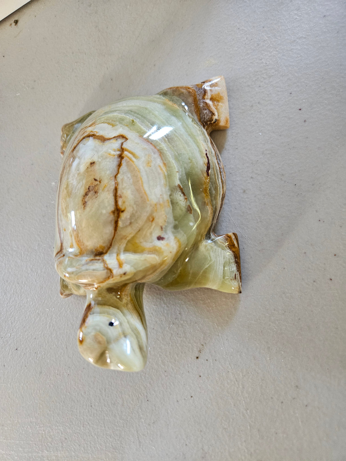 Large Banded Calcite Carved Turtle