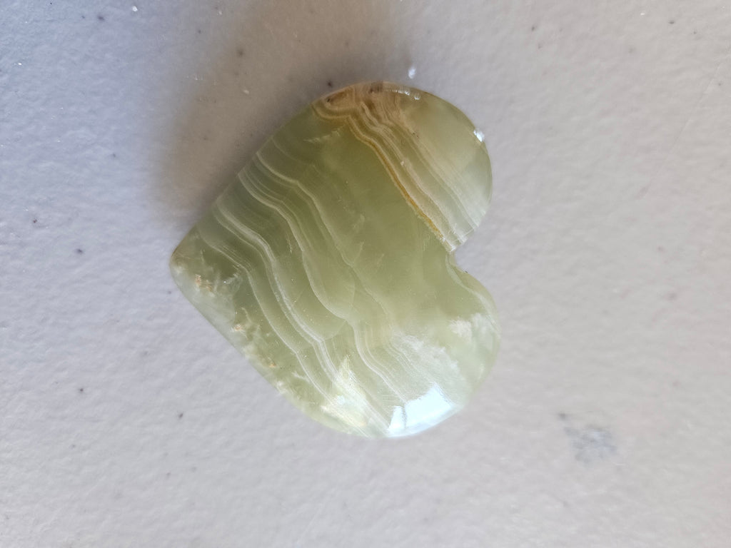 Small Banded Green Calcite Carved Hearts