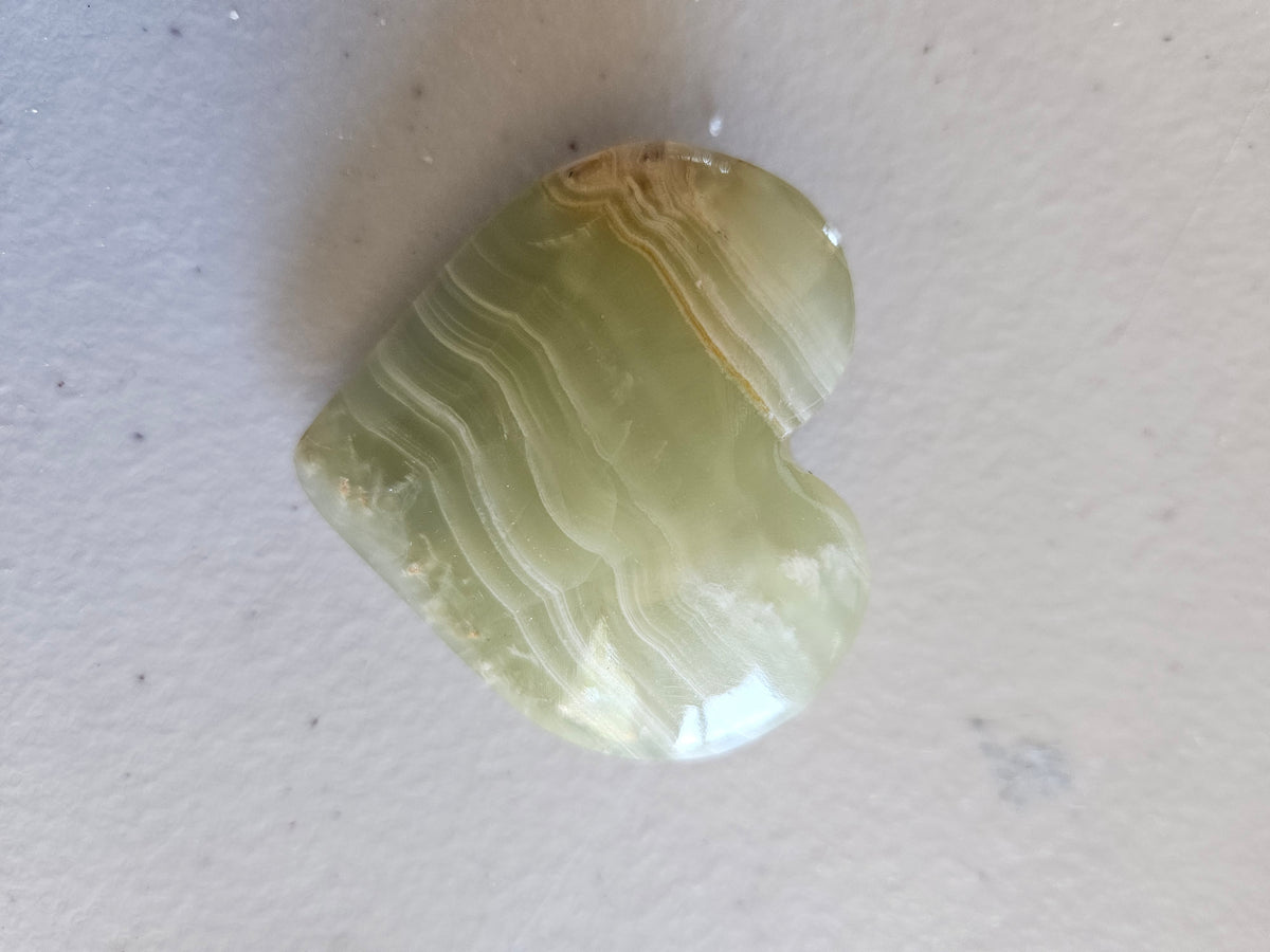 Small Banded Green Calcite Carved Hearts