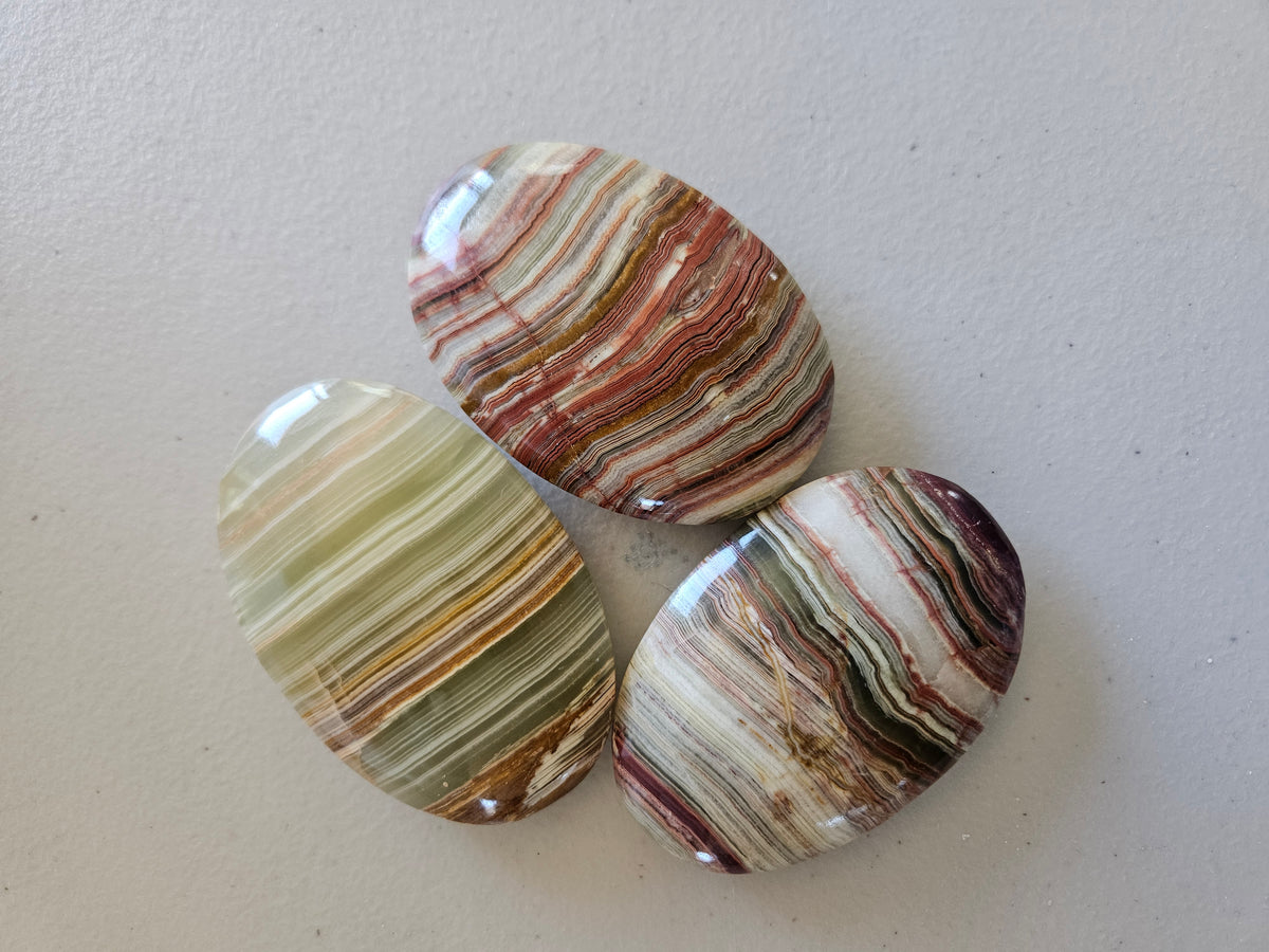 Banded Calcite Palm Stones