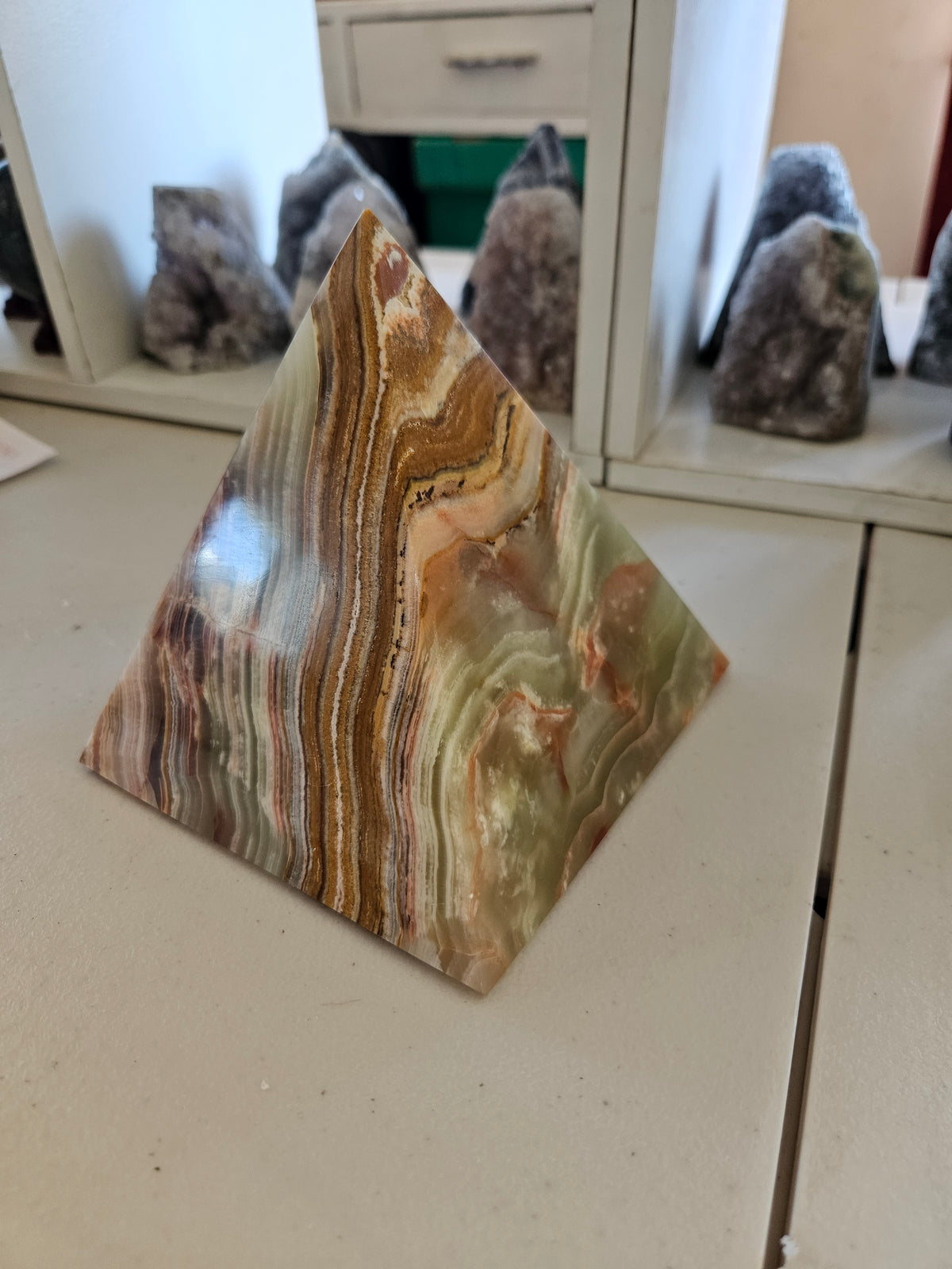 Large Banded Calcite Pyramid