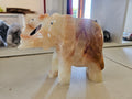 Small Banded Green Calcite Carved Elephant