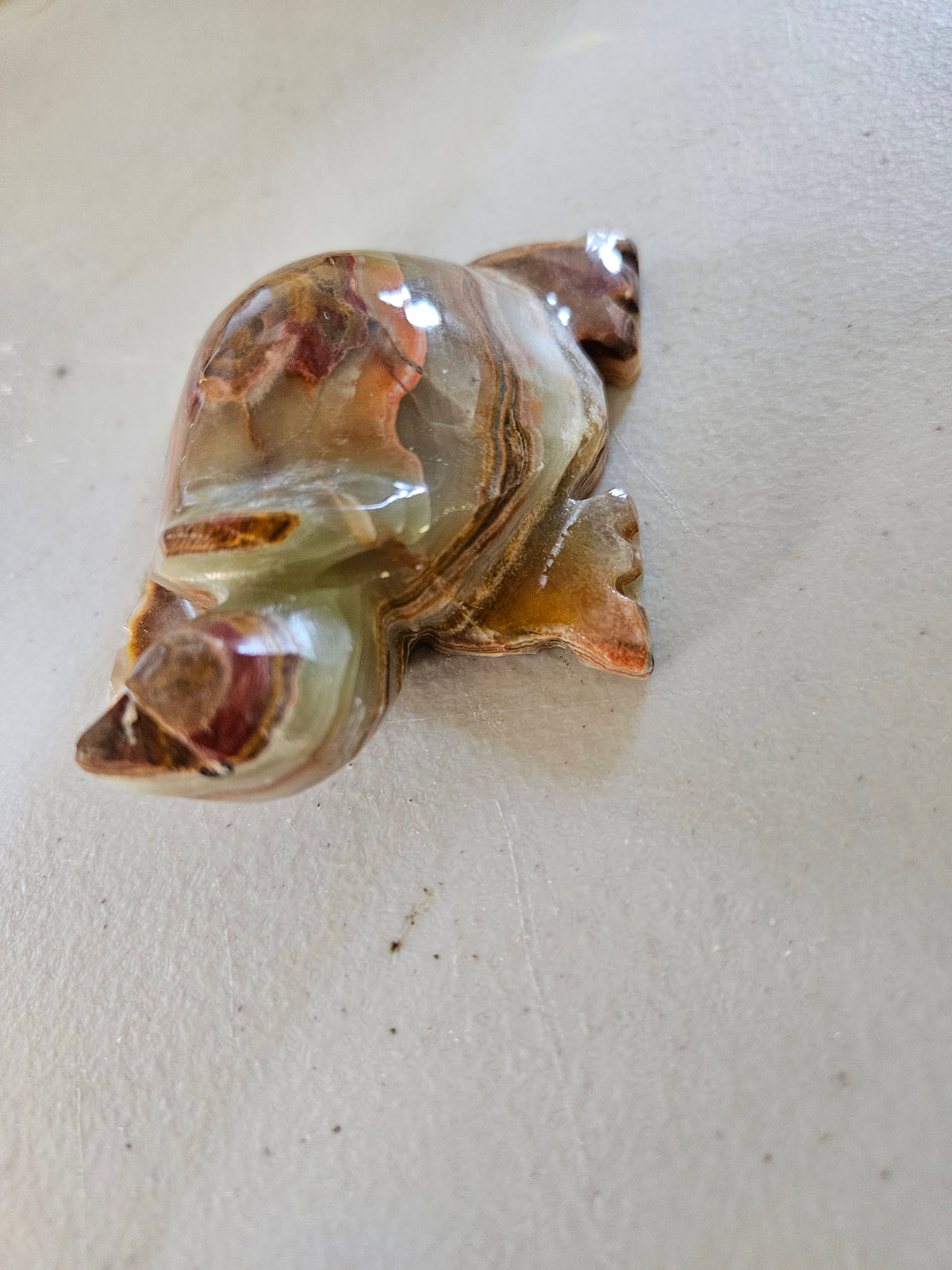 Small Banded Calcite Carved Turtle