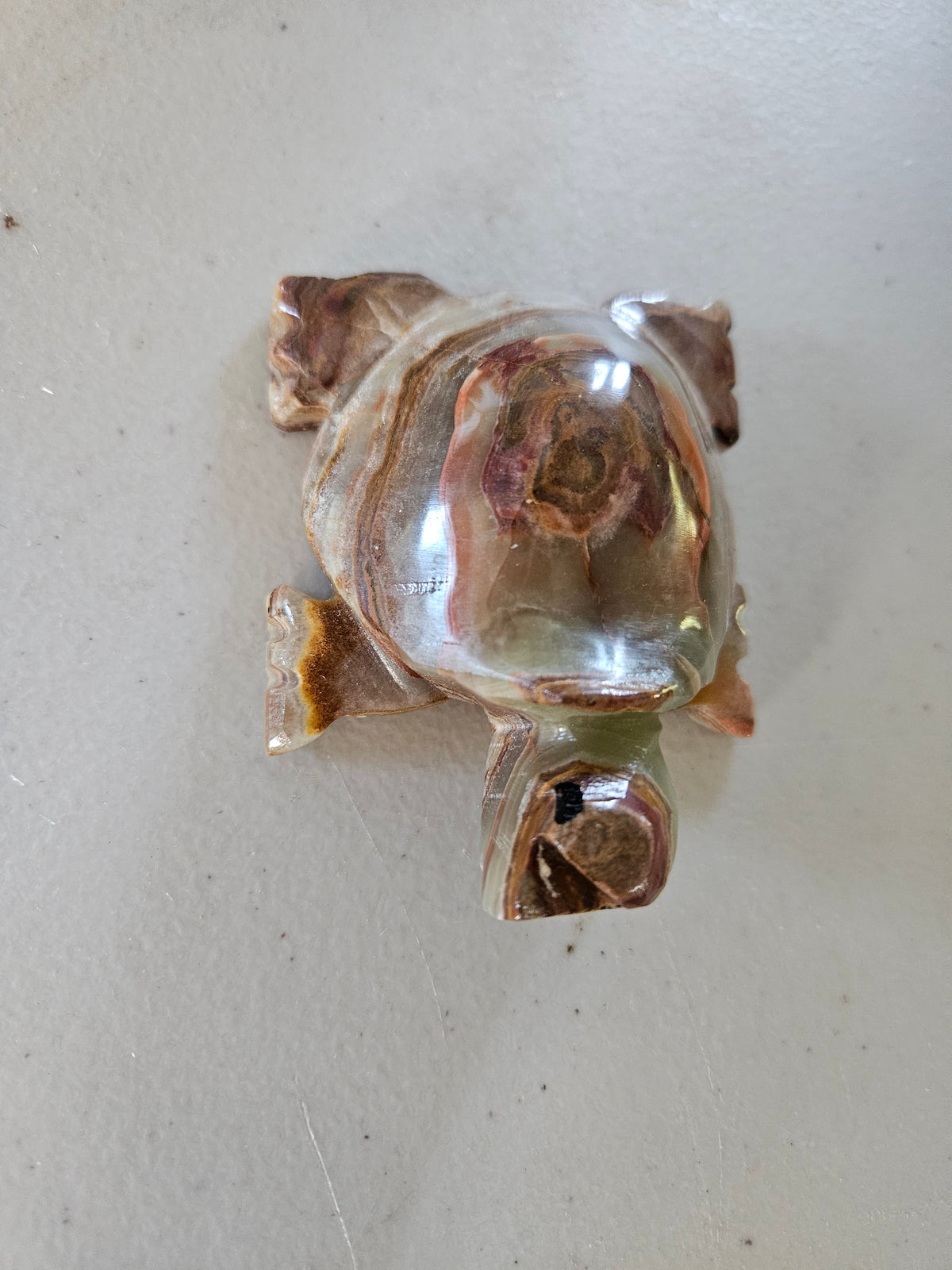 Small Banded Calcite Carved Turtle